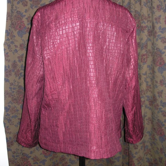 Christopher & Banks Women's XL Jacket Blazer Burgundy Pockets Textured New Tags - Picture 6 of 10